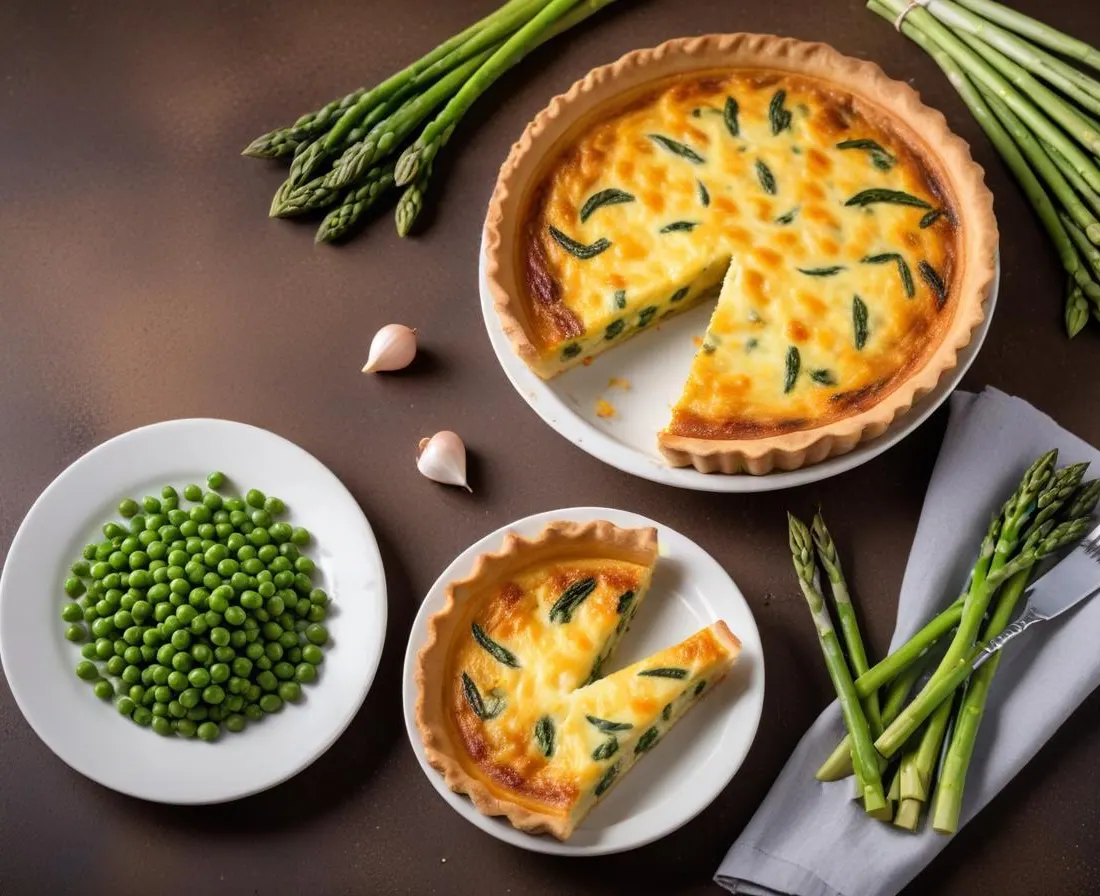 Quiche printanière aux asperges et petits pois