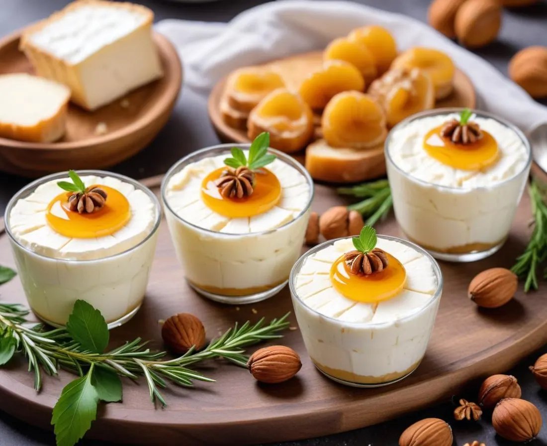 Verrines de Chèvre Frais, Miel et Noisettes