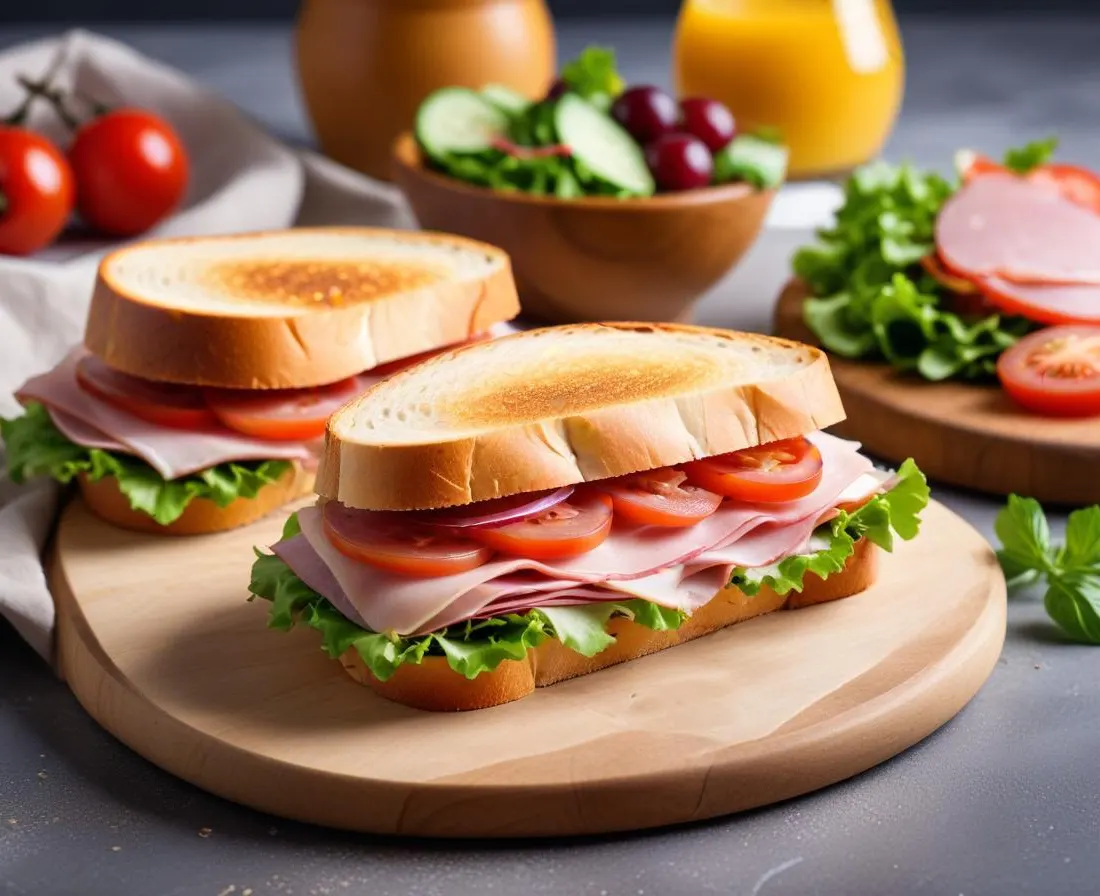 Sandwich Rustique au Jambon de Pays et Salade Fraîche
