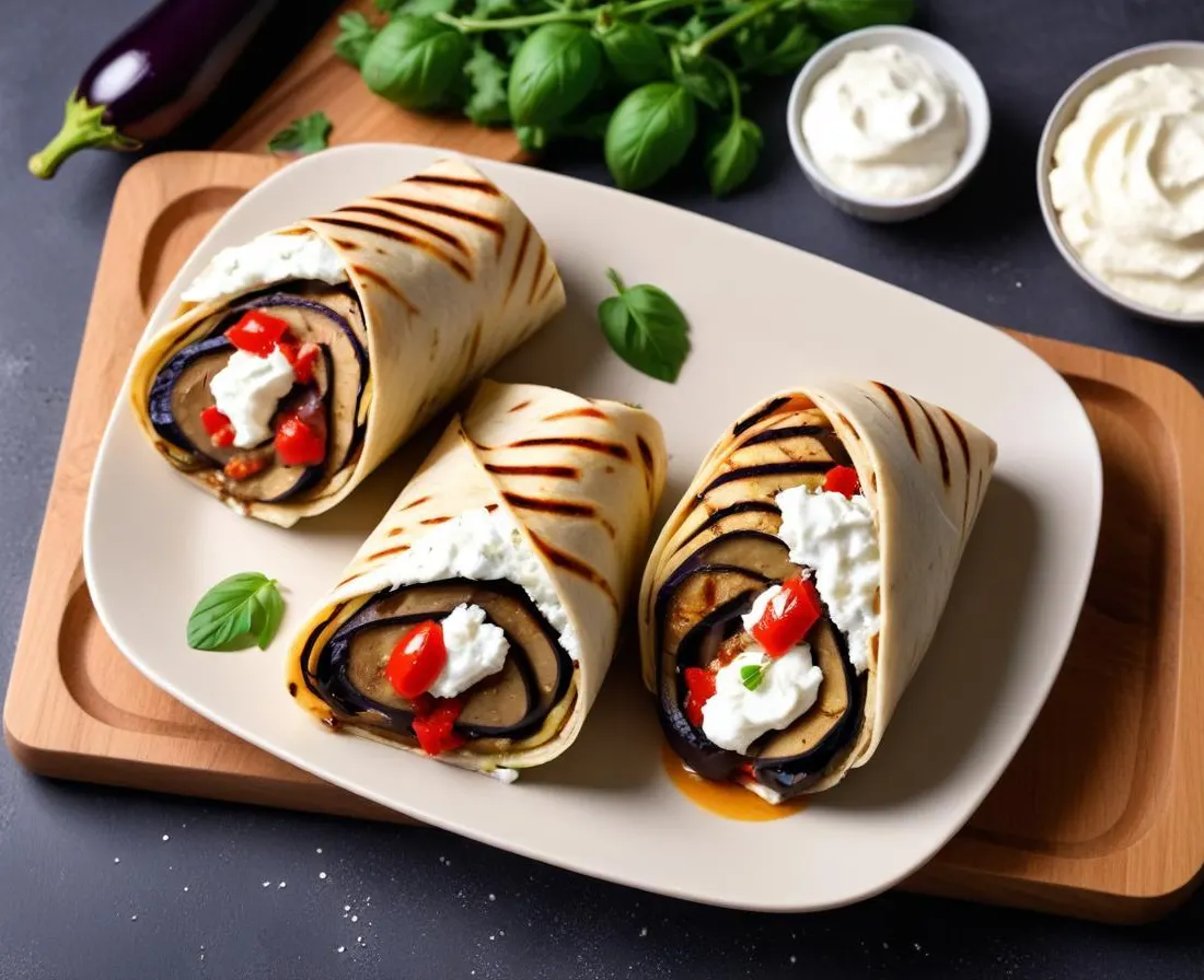 Wrap aux Aubergines Grillées et Ricotta