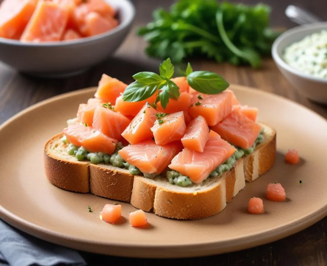 Tartare de saumon sur toast croustillant