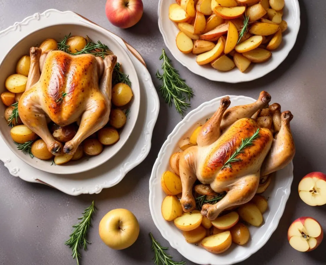 Poulet rôti aux herbes de Provence et pommes de terre grenailles