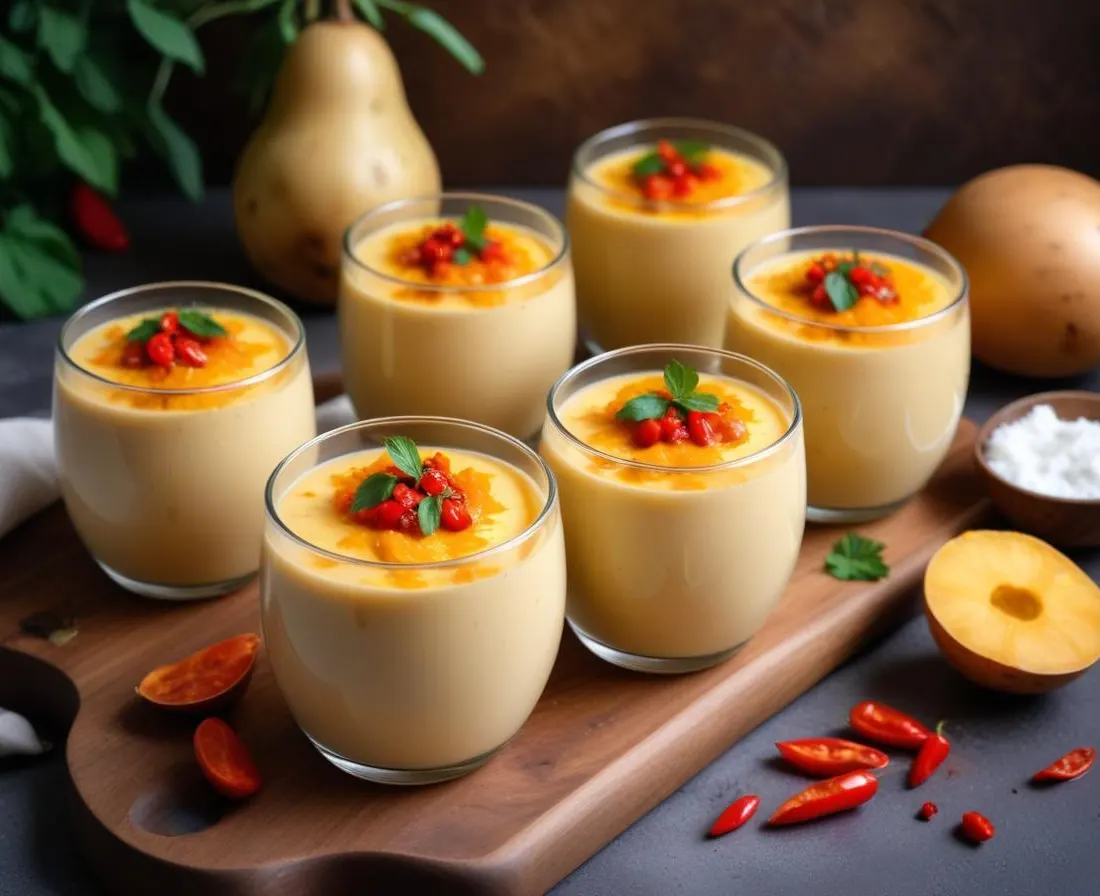 Verrines de Patate Douce Rôtie au Lait de Coco et Piment Doux