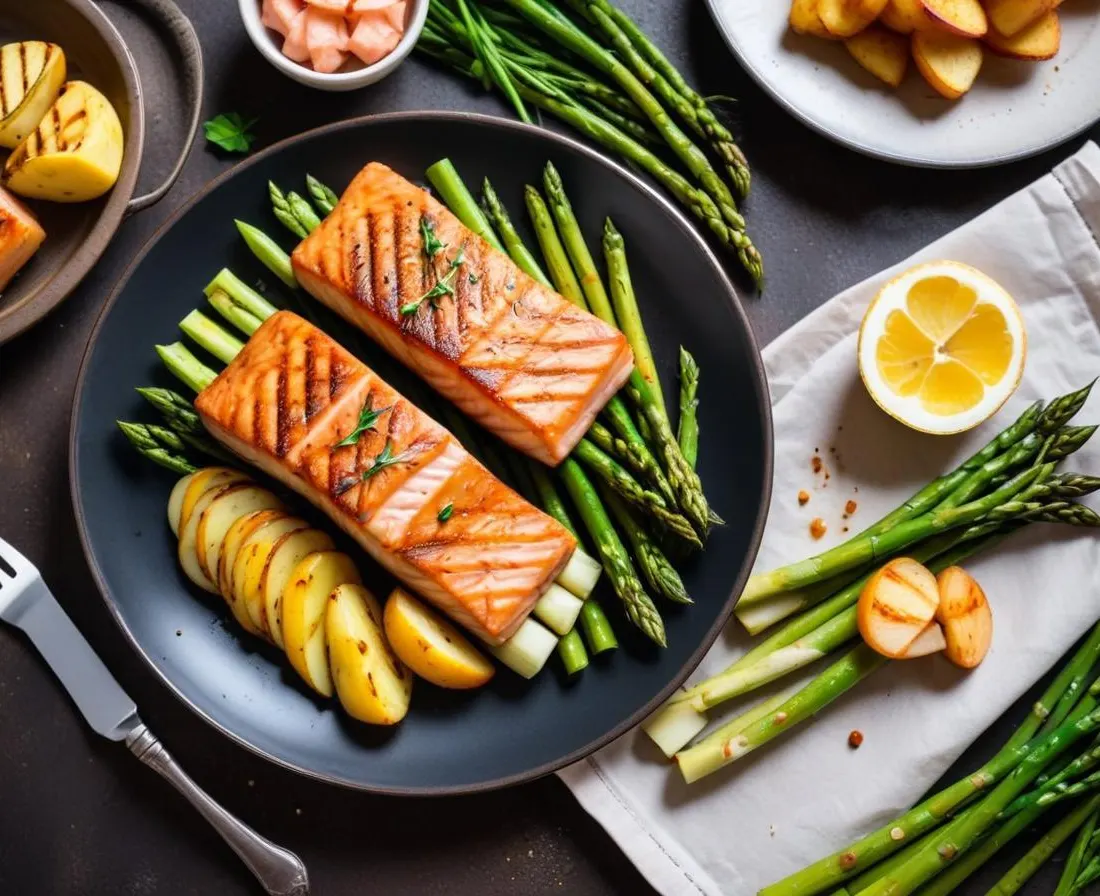 Saumon Grillé, Asperges Vertes et Pommes de Terre Nouvelles