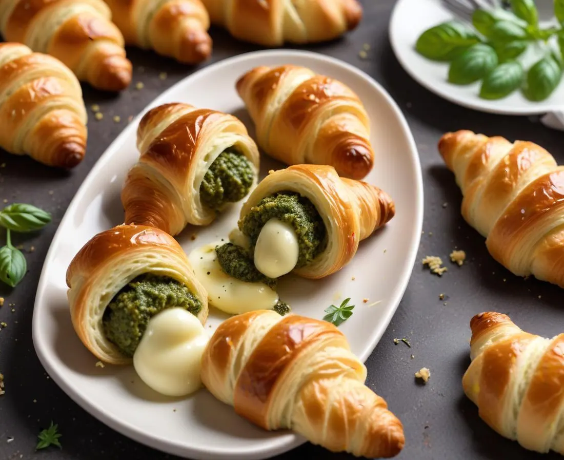 Mini croissants au pesto et mozzarella