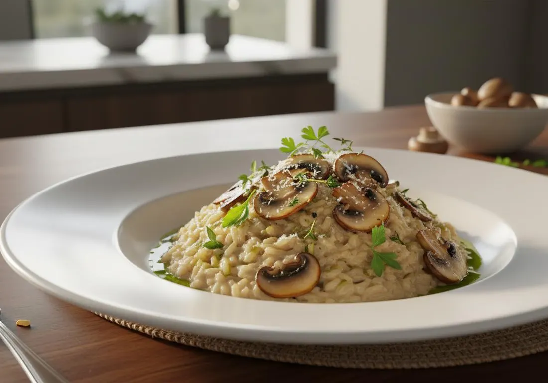 Risotto Crémeux aux Champignons de Paris et Parmesan