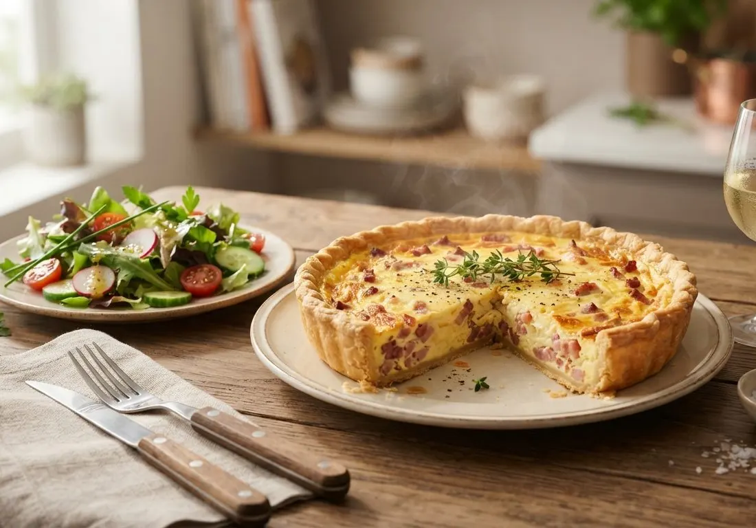 Quiche lorraine et salade verte