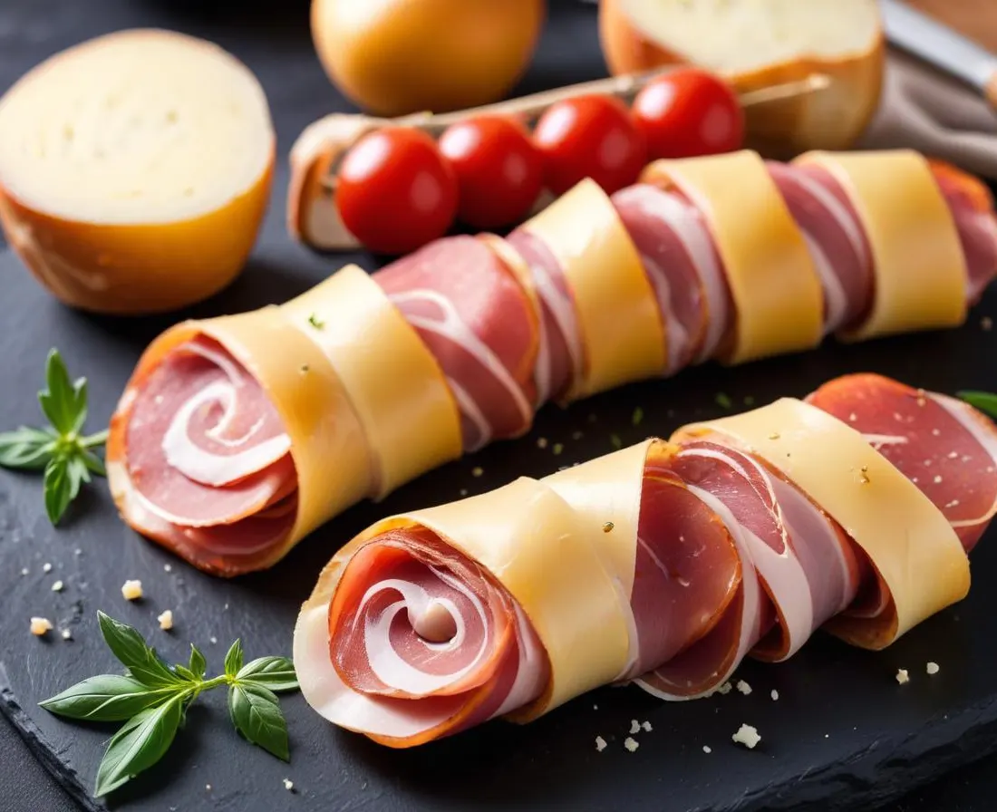 Roulés feuilletés jambon, champignons et parmesan