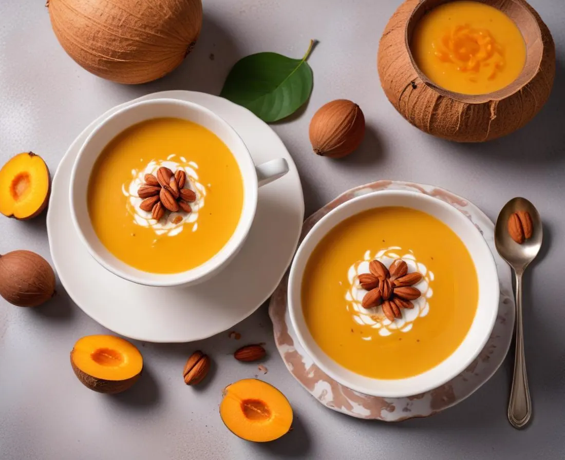 Velouté de potiron au lait de coco et éclats de noisettes