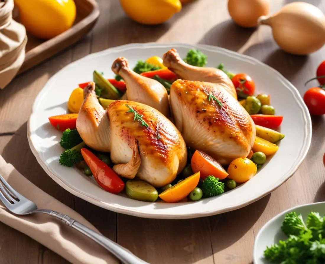 Poulet Rôti Traditionnel aux Légumes du Soleil