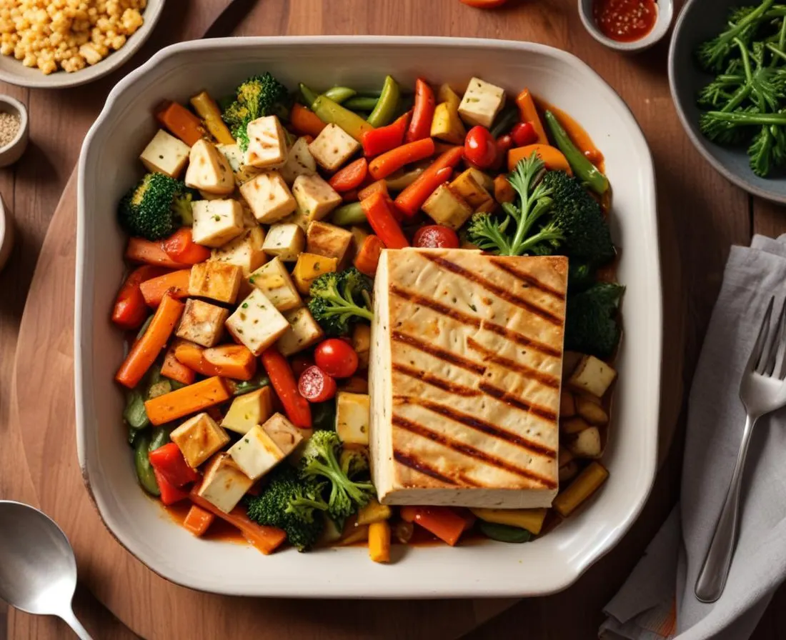 Cassolette de légumes de saison avec tofu grillé
