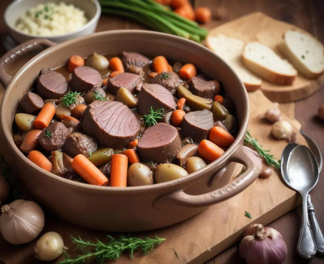 Bœuf bourguignon revisité aux légumes nouveaux