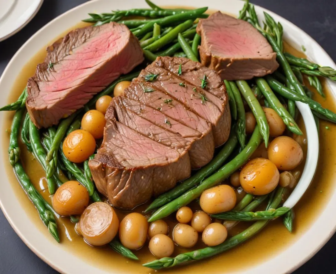 Agneau Pascal Rôti aux Herbes de Printemps et Haricots Verts