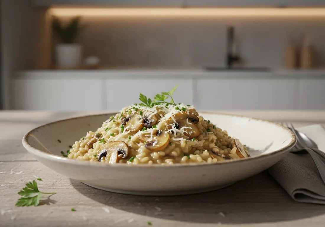 Risotto Onctueux aux Champignons de Paris et Parmesan