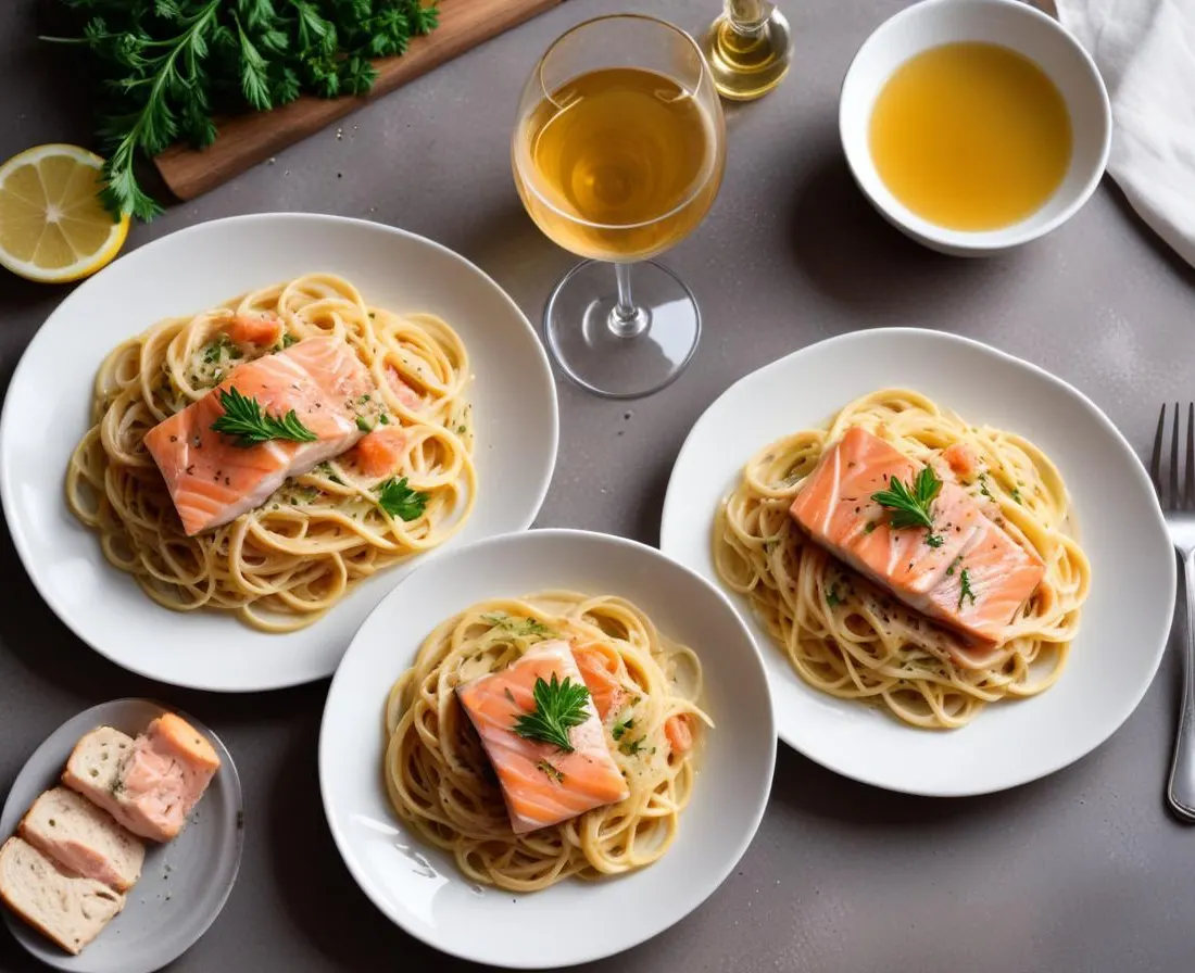 Linguine crémeuses au saumon fumé, câpres et vin blanc